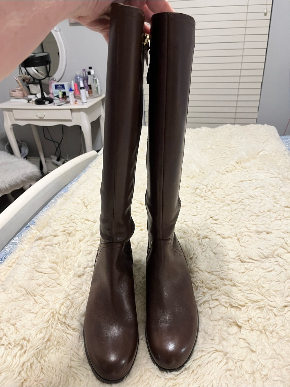 Franco Sarto Dark Brown Over-the-Knee Leather Boots